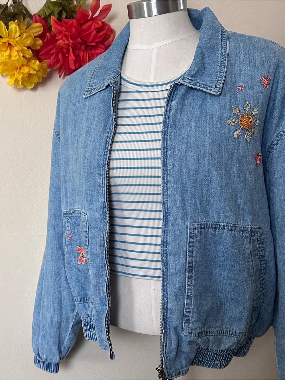 MOTHER | Embroidered Butterfly Denim Jacket (s) NWT - Picture 2 of 16